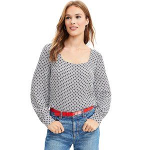 LOFT Floral Print Blouse - Size S - Effortlessly Chic in Monochrome Flor…